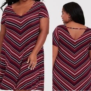 Torrid summer dress size 2 Striped V-Neck Dress